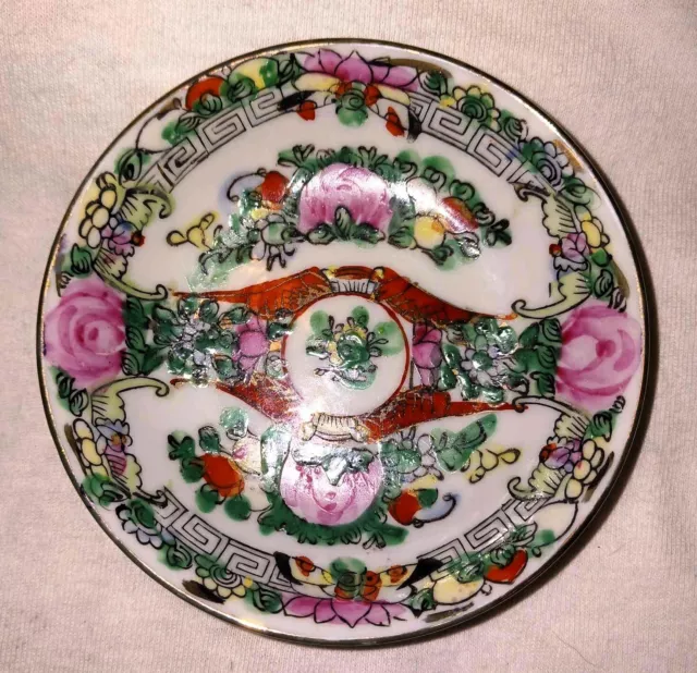 ANTIQUE CHINESE 19th CENTURY FAMILLE ROSE CANTON PORCELAIN PLATES QING DYNASTY