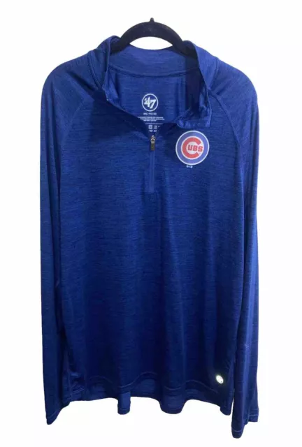 CHICAGO CUBS Men’s 1/4 Zip ‘47 Brand Size 2XL MLB Blue Lightweight