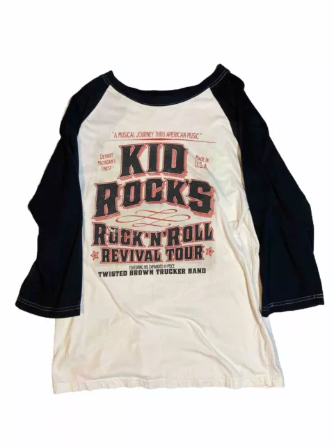 Kid Rock N Roll Revival 2008 Men's White/Black 3/4 Sleeve Shirt Size XL