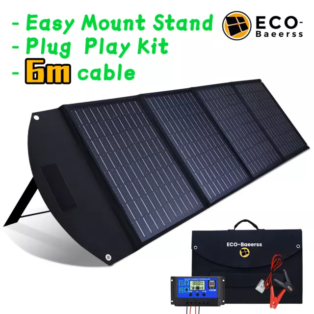 12V 350W Folding Solar Panel Kit Blanket Mat Flexible Mono Power Camping RV USB