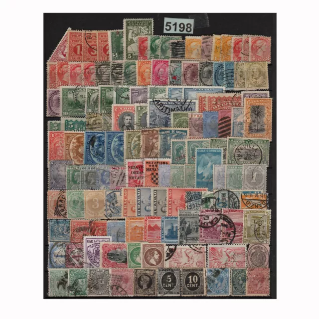 5198 MONDE TRES GROS LOT 123 TIMBRES ANCIENS autour1900 COTE+300€ Voir listePAYS