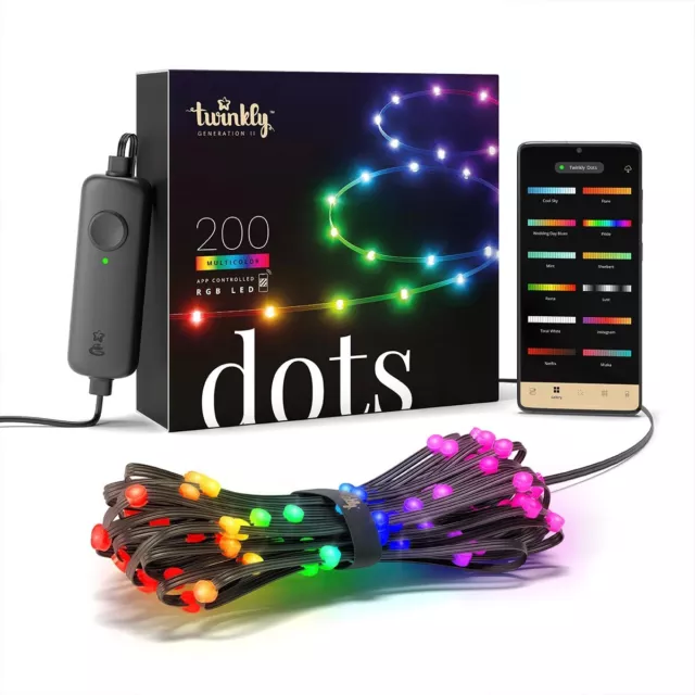 Twinkly DOTS Gen 2 App Controlled 200 LED Smart Christmas 10m String Lights