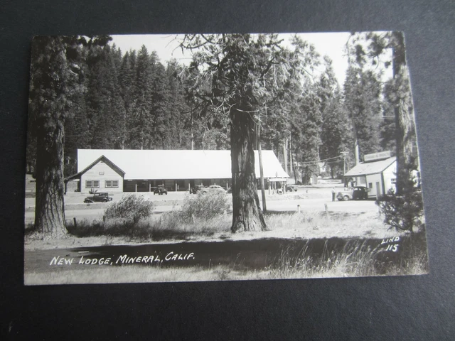 Old 1930's - MINERAL CA. - New Lodge / GAS STATION - RPPC Photo - POSTCARD
