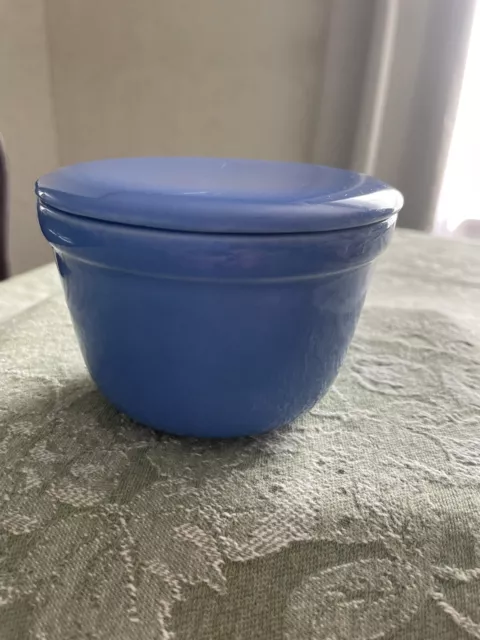 Vintage 4” Blue Refrigerator Oxford Ware Bowl With Lid