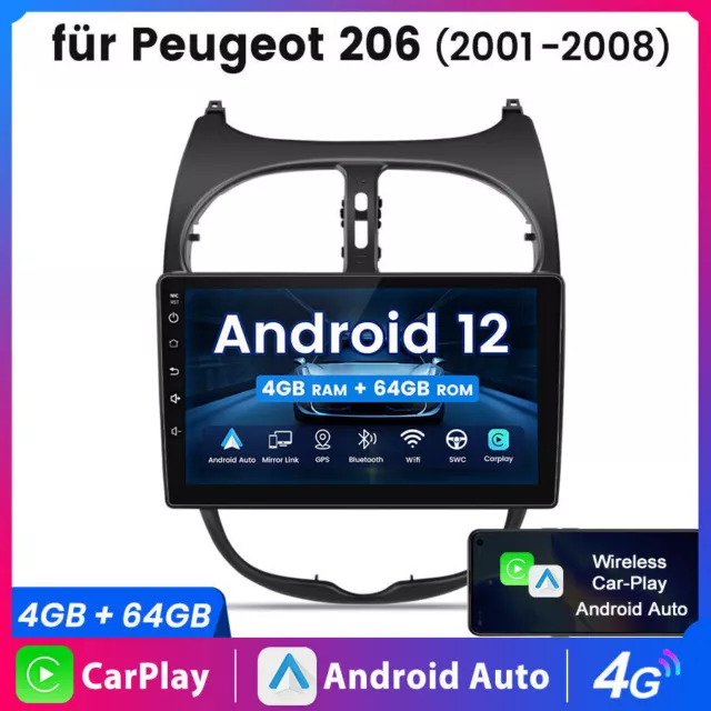 CARPLAY pour PEUGEOT 206 2001-2008 Autoradio peugeot Nav Android Radio...