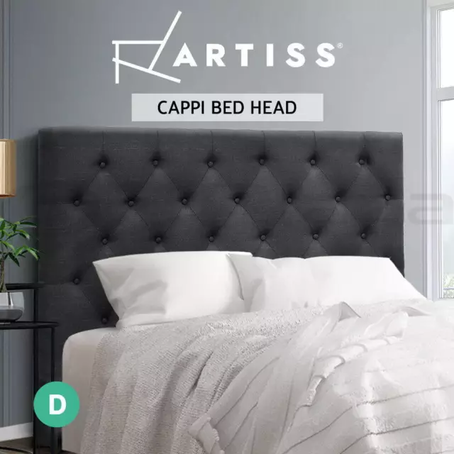 Artiss Bed Frame Double Size Bed Head Headboard Bedhead Base Fabric Charcoal