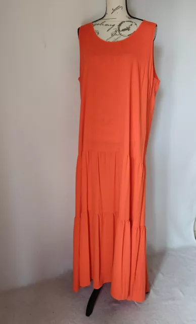 NWT Elizabeth and James Tiered Boho Maxi Dress Sleeveless Orange-Red Sz.XL $60