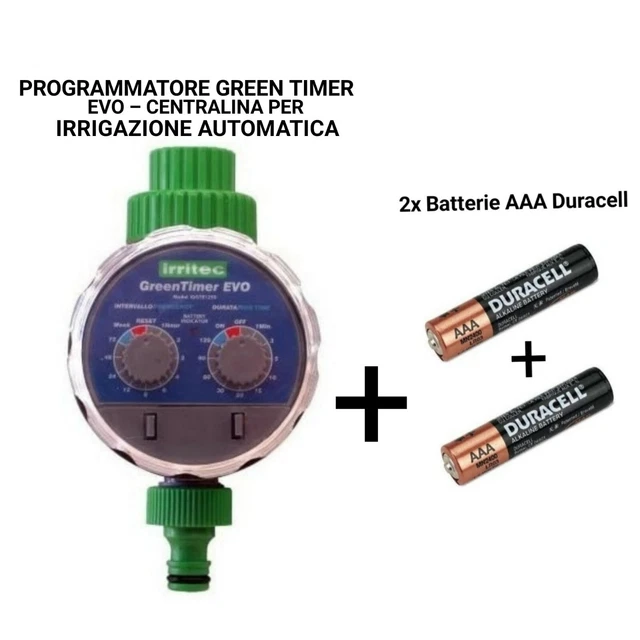 Programmatore Greentimer Evo Irritec Centralina Batteria Da Rubinetto 3/4 + Batt