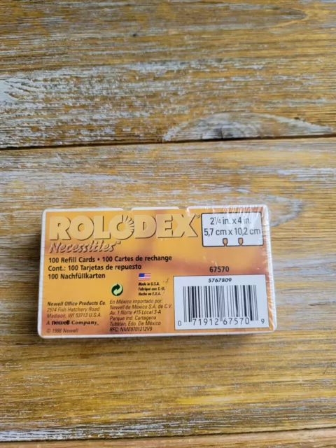 Rolodex Refill Cards 100 Cards Rolodex Necessities 67570 Rectangular 2.25"x4"
