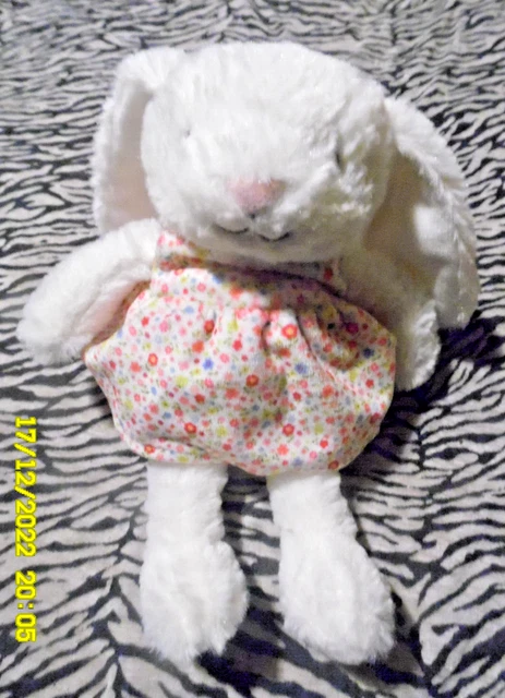💗 Doudou Peluche Pommette Intermarche Lapin Blanc Robe Fleur 35Cm Neuf