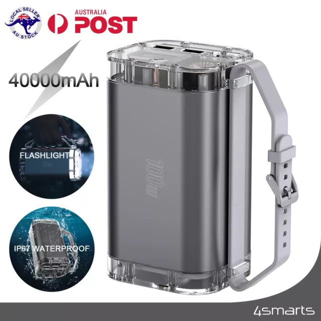 4smarts 40000mAh Power Bank 100W USB C Fast Charging Flashlight Portable Battery