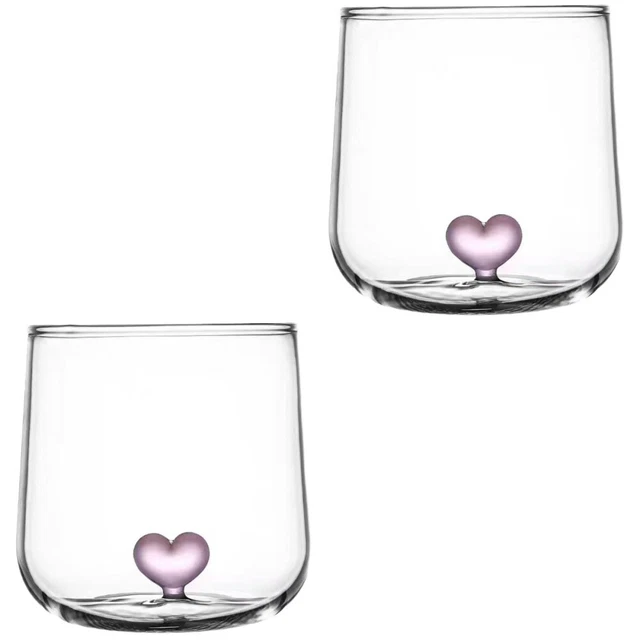 Set di 2 tazze da caffè trasparenti bicchiere da vino bicchieri amore tazza latte