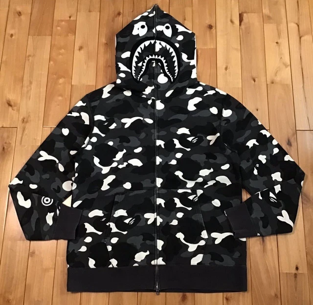 Bape city camo shark hoodie glow in the dark black clearance