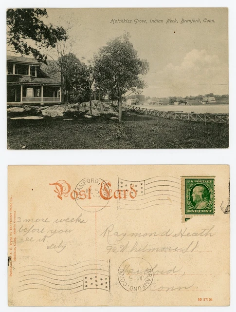 CT - Antique Postcard - HOTCHKISS GROVE, INDIAN NECK, BRANFORD, CONN. CT - Antique Postcard - HOTCHKISS GROVE, INDIAN NECK, BRANFORD, CONN.