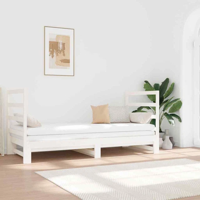 Tagesbett Weiß 2x(90x190)cm Massivholz Kiefer Ausziehbett Sofabett Sofa vidaXL