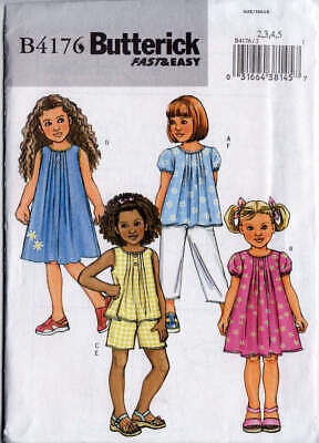 Sewing Pattern Butterick 4176 Easy Sew Children's Top Dress Shorts & Pants
