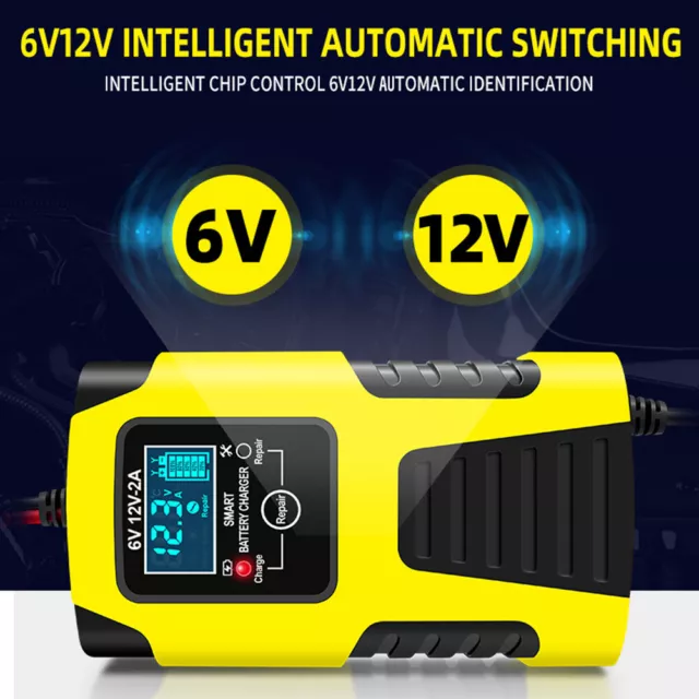 6V 12V 2A Smart Charging 3 Stages Digital Battery Repair Chargers for Motorcycle 3