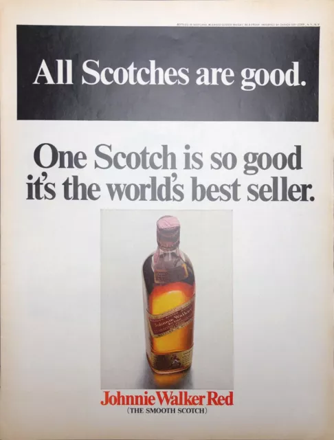 Vintage 1968 Johnnie Walker Red The Smooth Scotch Print Ad