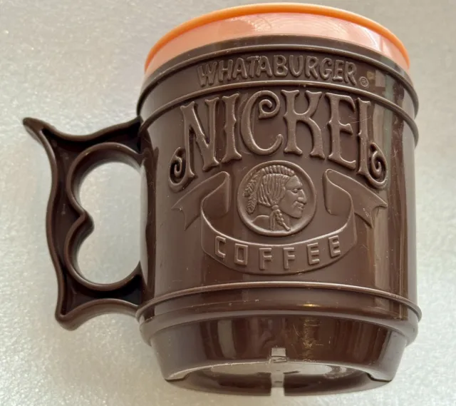 Whataburger Coffee Chief Head & Buffalo Nickel Brown Plastic Mug Cup No Lid