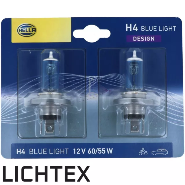 H4 HELLA BLUE LIGHT Scheinwerfer Lampe DESIGN - Stylischer Look Glühlampe