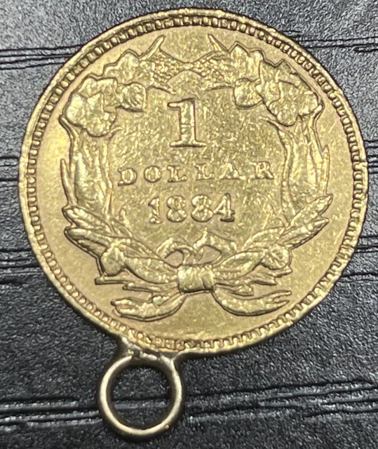 1884 G$1 Indian Princess Gold Dollar Jewelry Charm