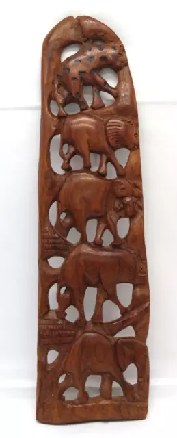 Wooden Hand Carved African "Big 5" Animal Wall Hanging 16" Elephant Rhino Lion