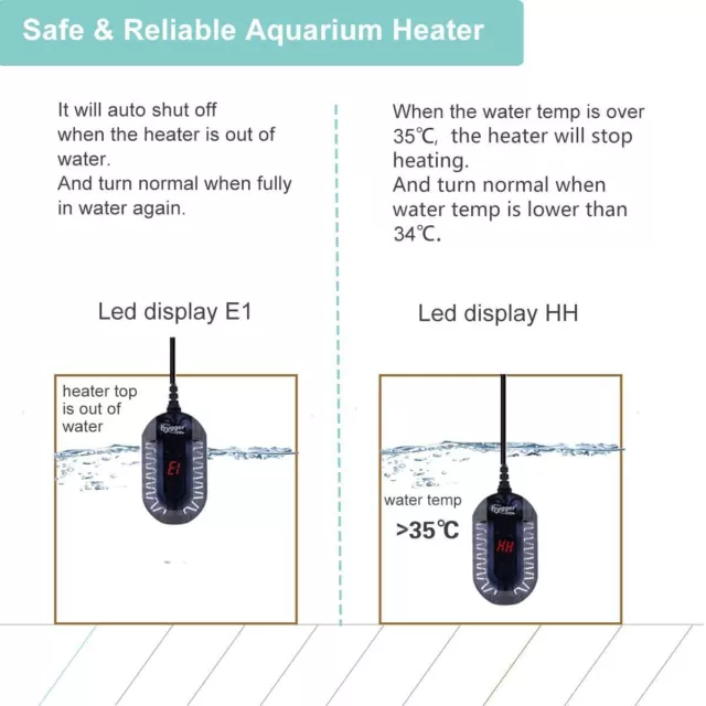 Calentador digital sumergible para acuario Hygger 50W tanque de camarones pez betta 50W 3