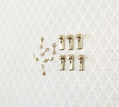 Dollhouse Half Scale Doorknobs with Keys Gold x6 1:24 Scale H1114 Houseworks
