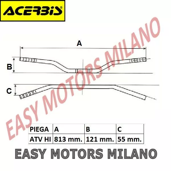 0017097 ACERBIS Guidon HT06 Atv Guidons Gris Noir Atv Hi Modèles Ã˜22mm