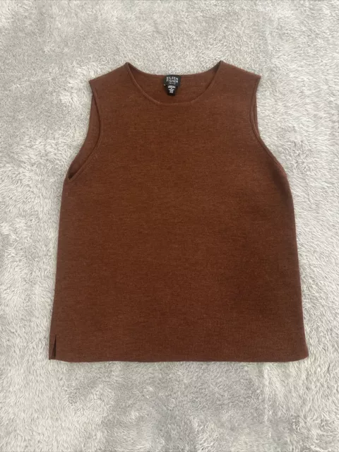 Eileen Fisher Gray 100% Italian Wool Sleeveless Tank Shell Top Womens Petite M