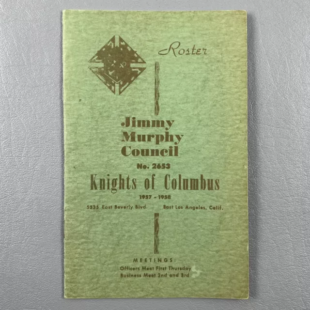 Vintage Knights Of Columbus Jimmy Murphy Council No 2653 Roster 1957-1958