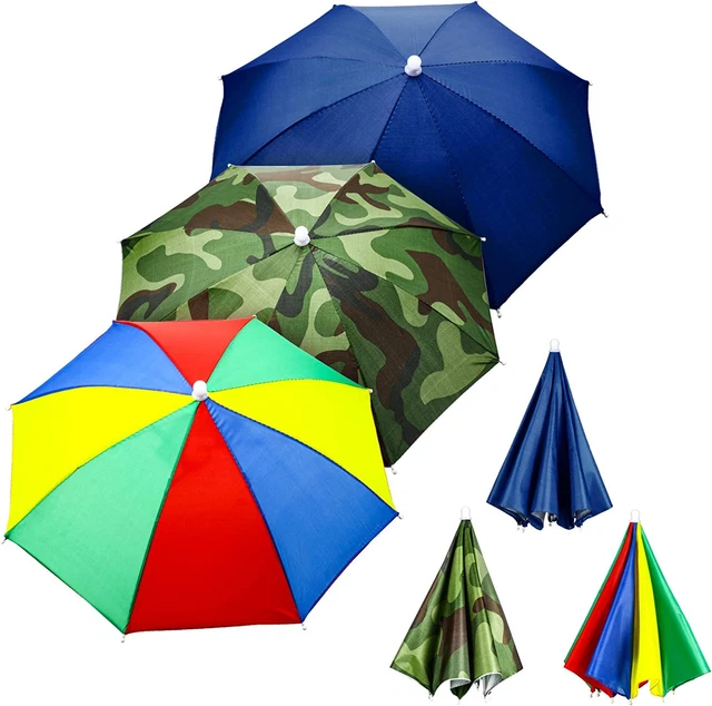 3 Pieces Rainbow Umbrella Hats Camouflage Fishing Cap Beach Umbrella Headband In