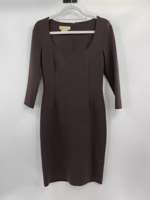 Women’s Michael Kors Collection Made In Italy Stretch Brown Wool Sheath Dress 6