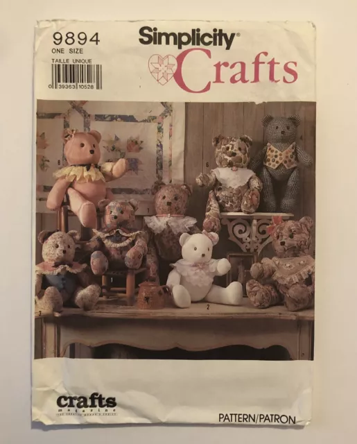 Crafts & Hobby Simplicity Stuffed Animal Decorative Bear 2 Sizes Sew Kit Pattern