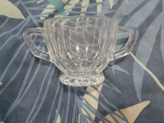 vintage clear glass sugar bowl 9cm diameter 8cm high