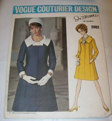 Women Vintage Uncut Vogue Couturier Design Jo Mattli 1960'S Coat Size 10 32 1/2"