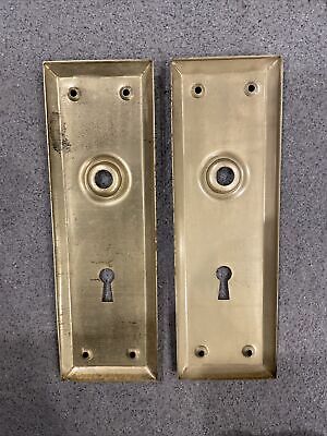 PAIR Vintage Brass Door Plates, Backplates, Escutcheon, Knob, Back Plate 2