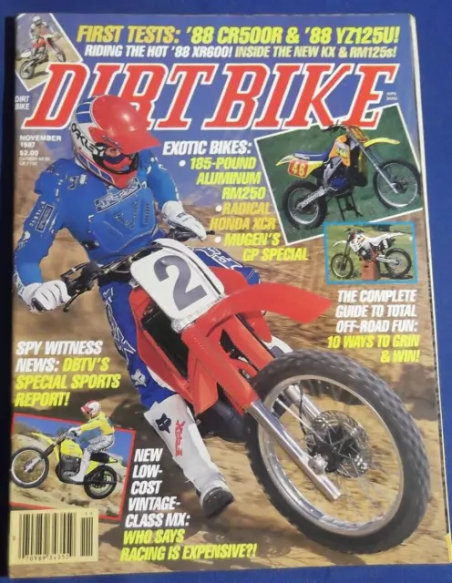 Dirt Bike Magazine-Nov 1987-Honda Cr500R-Vintage Race Bikes-Bob Hannah-Vintage