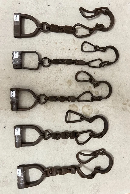 VINTAGE ANTIQUE HAND Forged Horse Leg Iron Chain Animal Chains - Set of ...