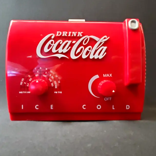 Vintage Coca Cola Mini Cooler Radio AM FM & 2 TV Bands Copyright 1991