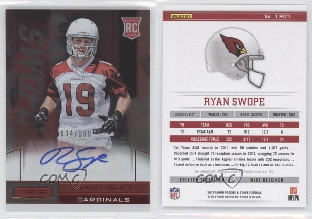 2013 Rookies & Stars Longevity Ruby Signatures /199 Ryan Swope Rookie Auto RC