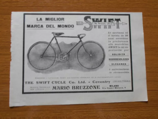 1909 Bicicletta Swift Bici Old Bicycle Ad Antica Pubblicita Epoca 900 Werbung