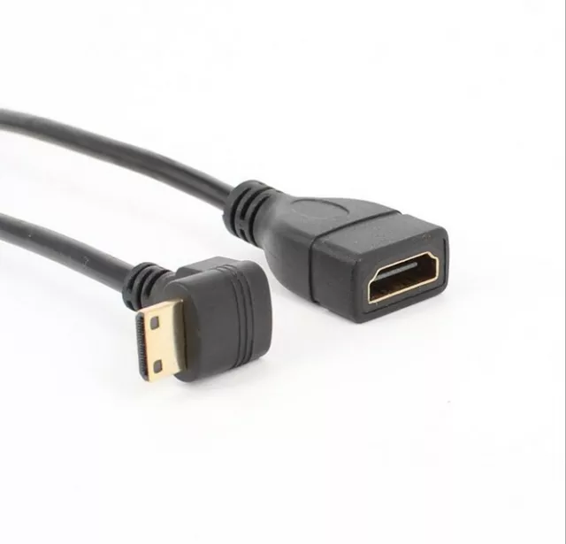 90 Degree Up/Down/Left/Right Angled Mini HDMI Male to HDMI Adapter Female Cable 3