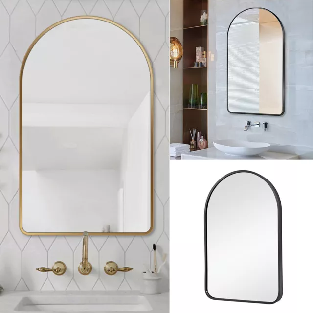 Gold Black Metal Frame Arched Bathroom Mirror Wall Vanity Bathroom Mirror