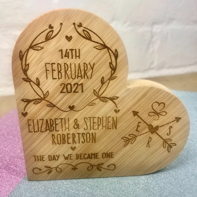 Personalised Wedding Gift Anniversary Engagement Couple Him Her Keepsake Heart