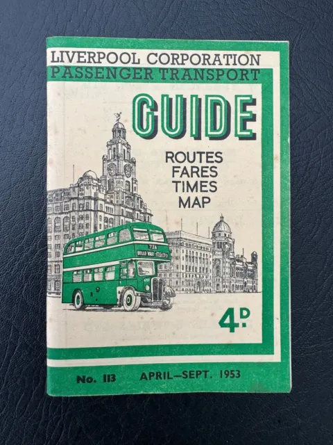 Apr/Sep 1953 Liverpool Corporation Transport Tram Bus Timetable Route Map Guide