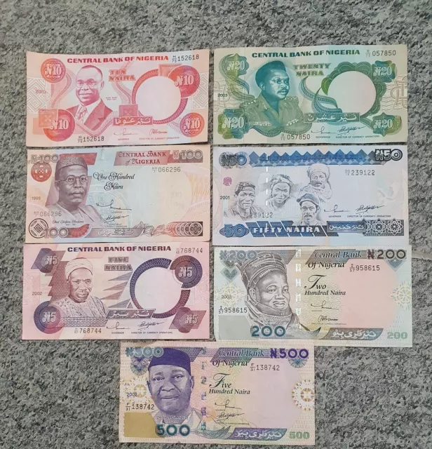 5 Geldscheine CENTRAL BANK OF NIGERIA 5;10;20;50;100;200;500