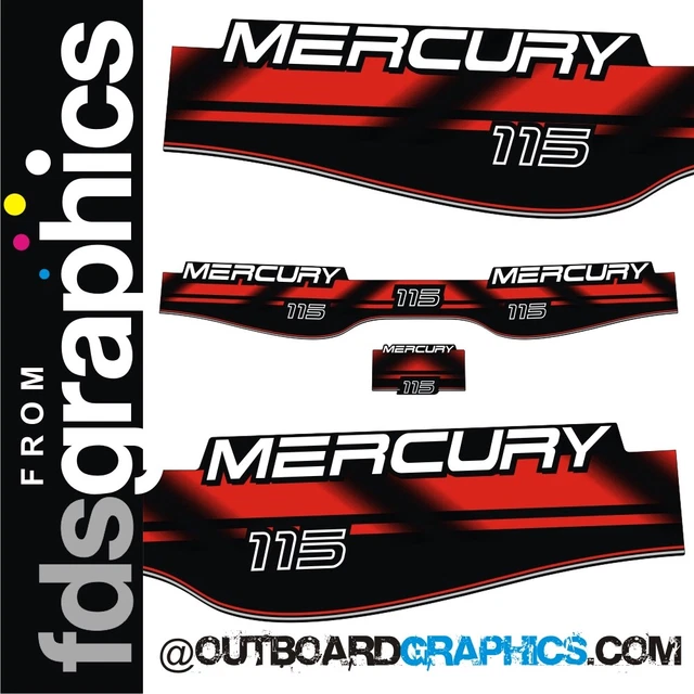 Boat-Moto Vinyl Decal Set For Mercury 115 2-Stroke Outboard - Sticker Kit