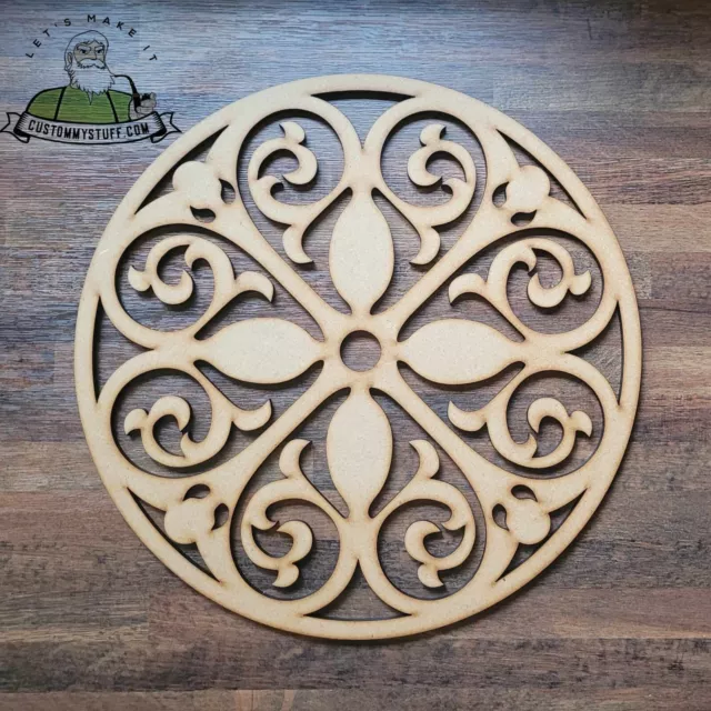 Wooden French Damask Style Round Wall Art Home Decor Inspired Design 2ftx2ft 005