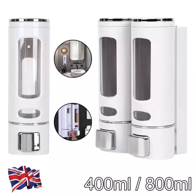 Soap Dispenser Wall Mounted Liquid Bathroom Hand Wash Home Shower Gel Shampoo